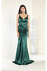 May Queen MQ1955 Spaghetti Straps Satin Dress - HUNTERGREEN / 4 - Dress