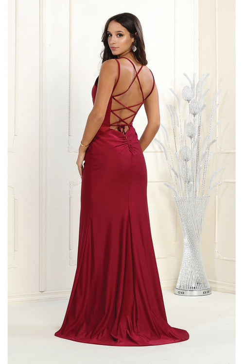 V-neckline Long Stretchy Gowns