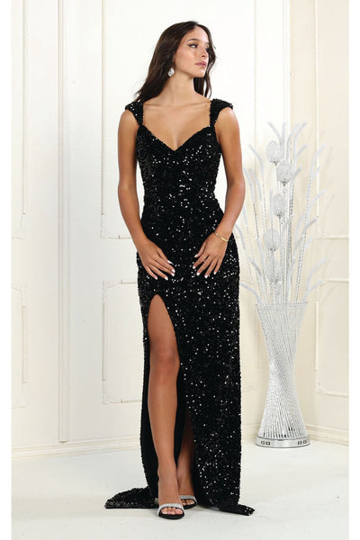 May Queen MQ1957 Sleeveless Sheath Evening Gown - Dress