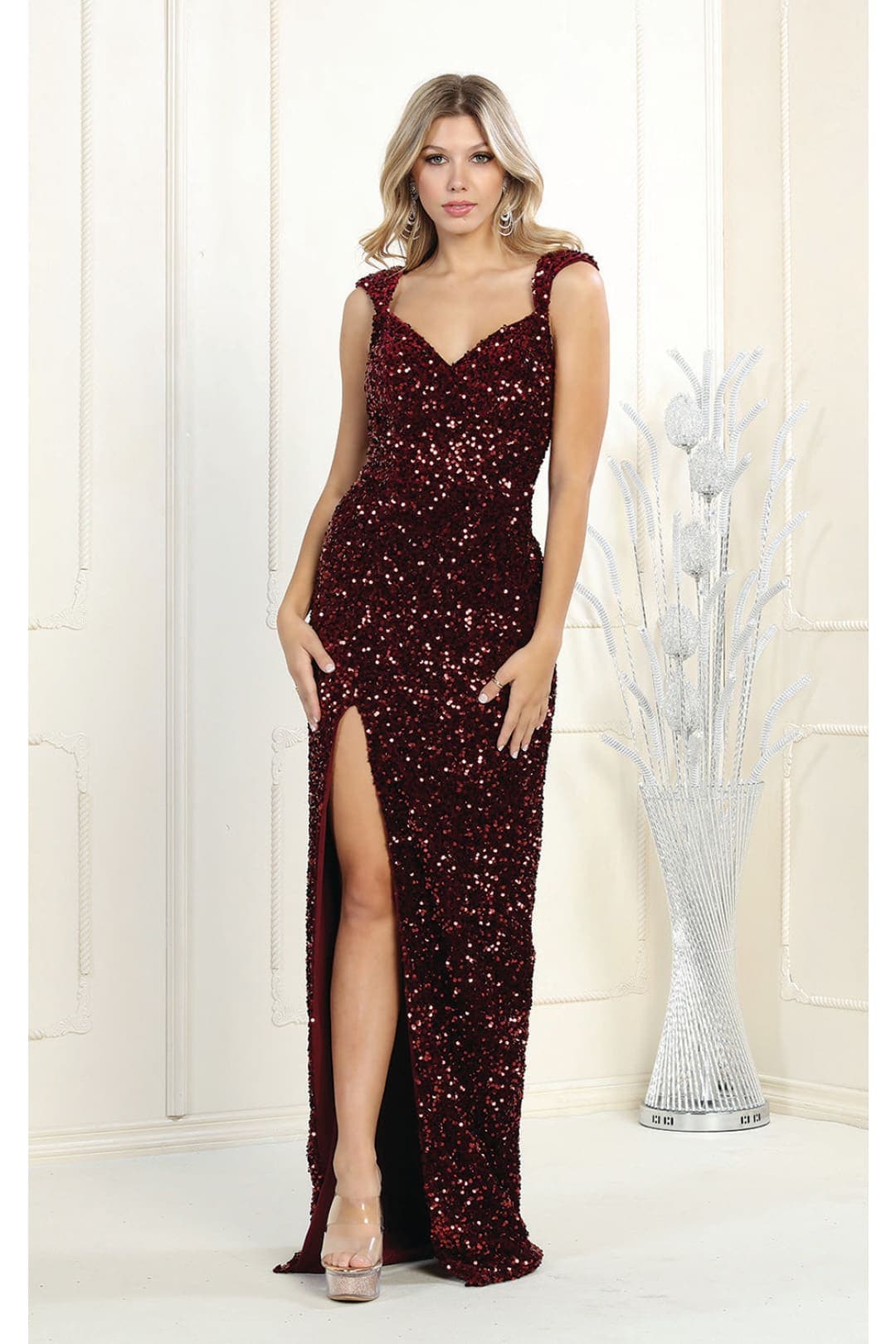 May Queen MQ1957 Sleeveless Sheath Evening Gown - Dress