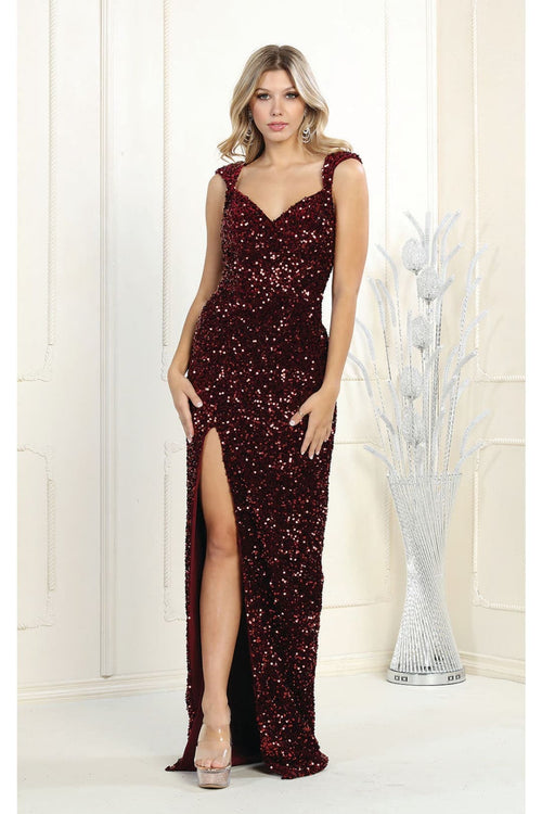 May Queen MQ1957 Sleeveless Sheath Evening Gown - Dress