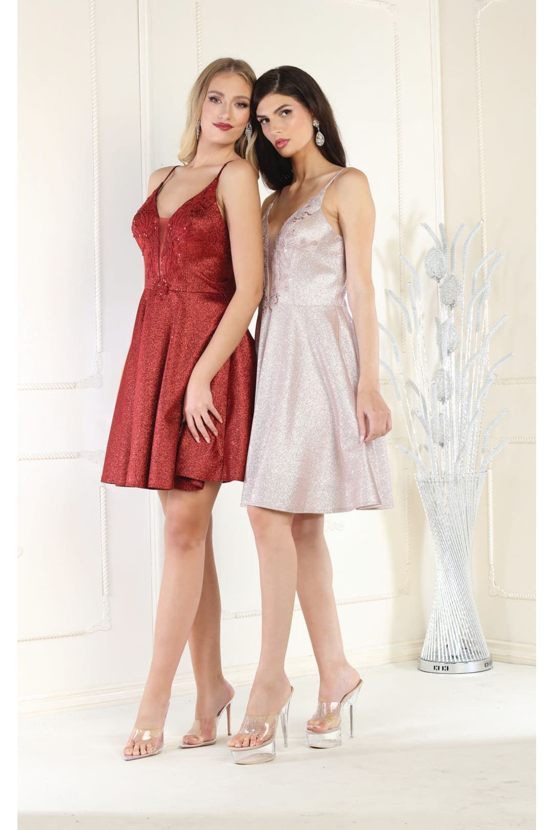 May Queen V-Neck Short A-Line Cocktail Dress MQ1959