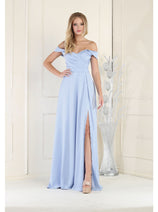 May Queen MQ1960 Off The Shoulder Corset A-Line Maxi Formal Prom Dress