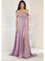 May Queen MQ1960 Off The Shoulder Corset A-Line Maxi Formal Prom Dress