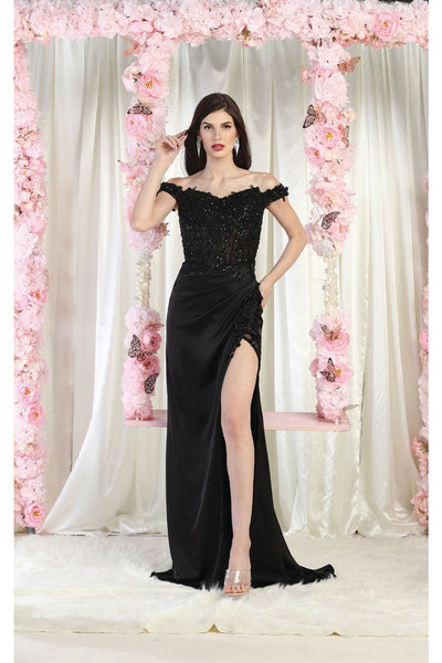 LA Merchandise LA1962 Corset Bone Prom Gown - BLACK / 4 - Dress