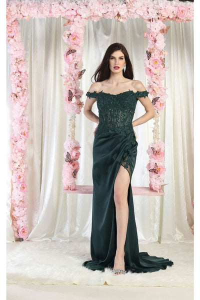 LA Merchandise LA1962 Corset Bone Prom Gown - HUNTER GREEN / 4 - Dress