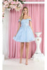 May Queen MQ1964 3D Floral Applique & Beaded Cap Sleeves Dress - Baby blue / 4 - Dress