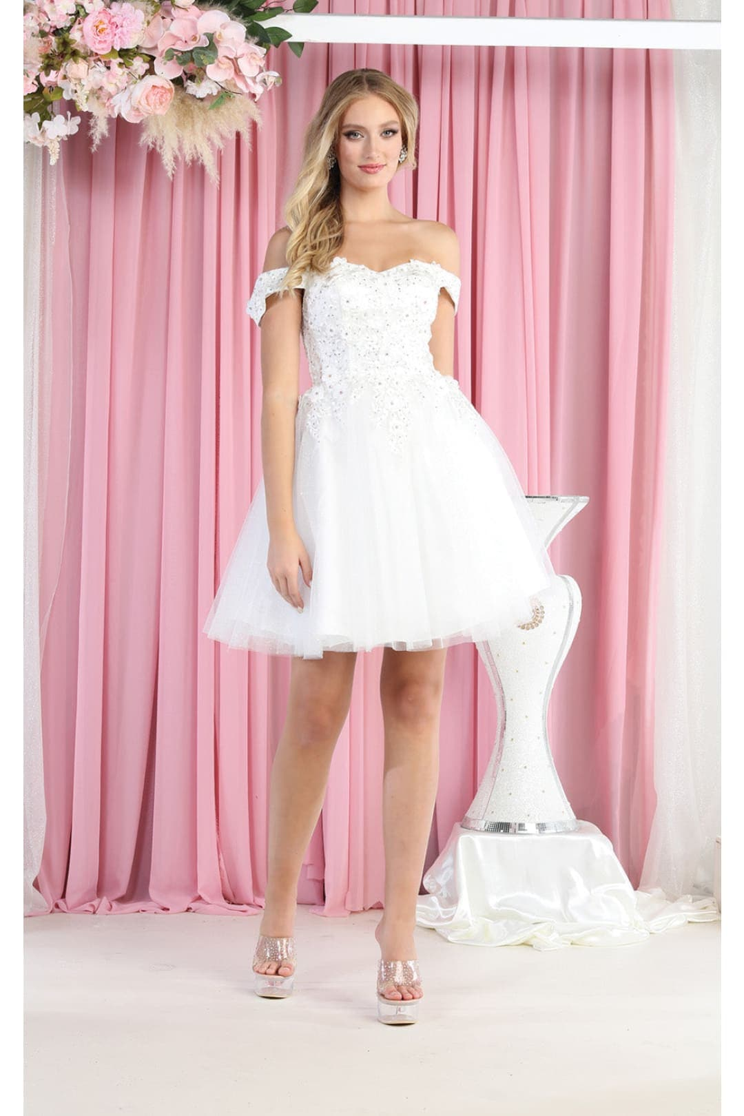 short ivory formal dress Ivory Chiffon Lace Short Prom Dress, Ivory Homecoming Dress HD0157 US2 / Custom Color