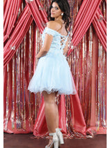 May Queen MQ1966 Off Shoulder Corset Fit and Flare Short Dress