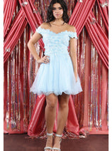 May Queen MQ1966 Off Shoulder Corset Fit and Flare Short Dress