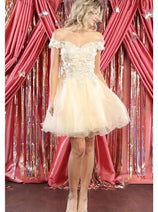May Queen MQ1966 Off Shoulder Corset Fit and Flare Short Dress