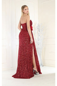 May Queen MQ1968 Strapless Sequined Formal Gown - Dress