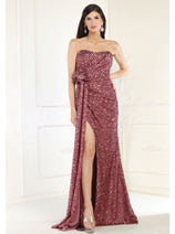 May Queen MQ1968 Strapless Sequin Formal Gown
