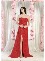 May Queen MQ1968 Strapless Sequin Formal Gown