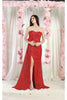 May Queen MQ1968 Strapless Sequined Formal Gown - RED / 4 - Dress