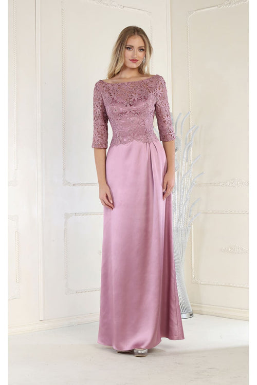 May Queen MQ1969 Embriodered Mother Of The Bride Gown - MAUVE / M - Dress