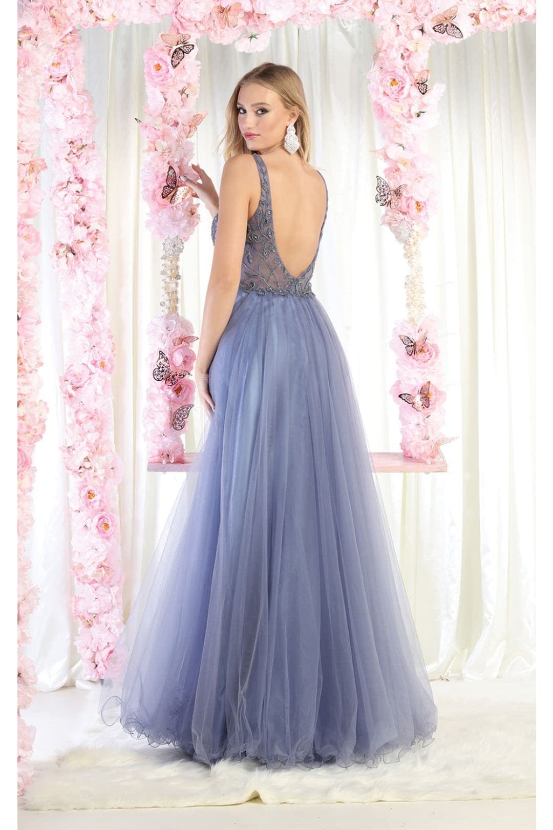 May Queen MQ1971 Embroidered A-line Prom Gown