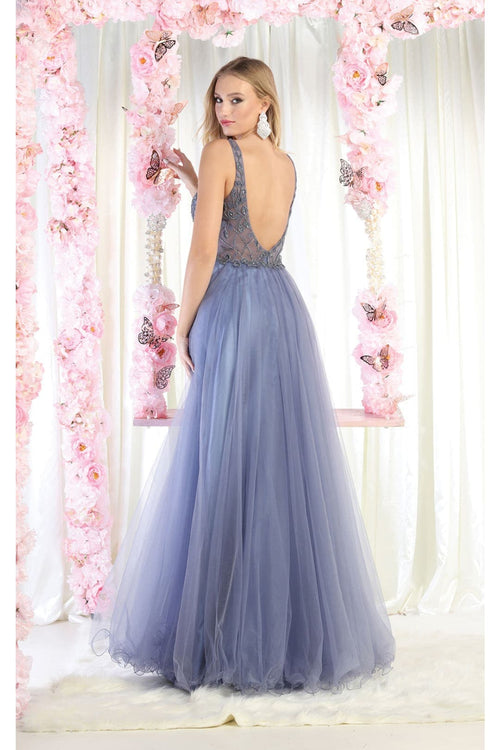 May Queen MQ1971 Embroidered A-line Prom Gown