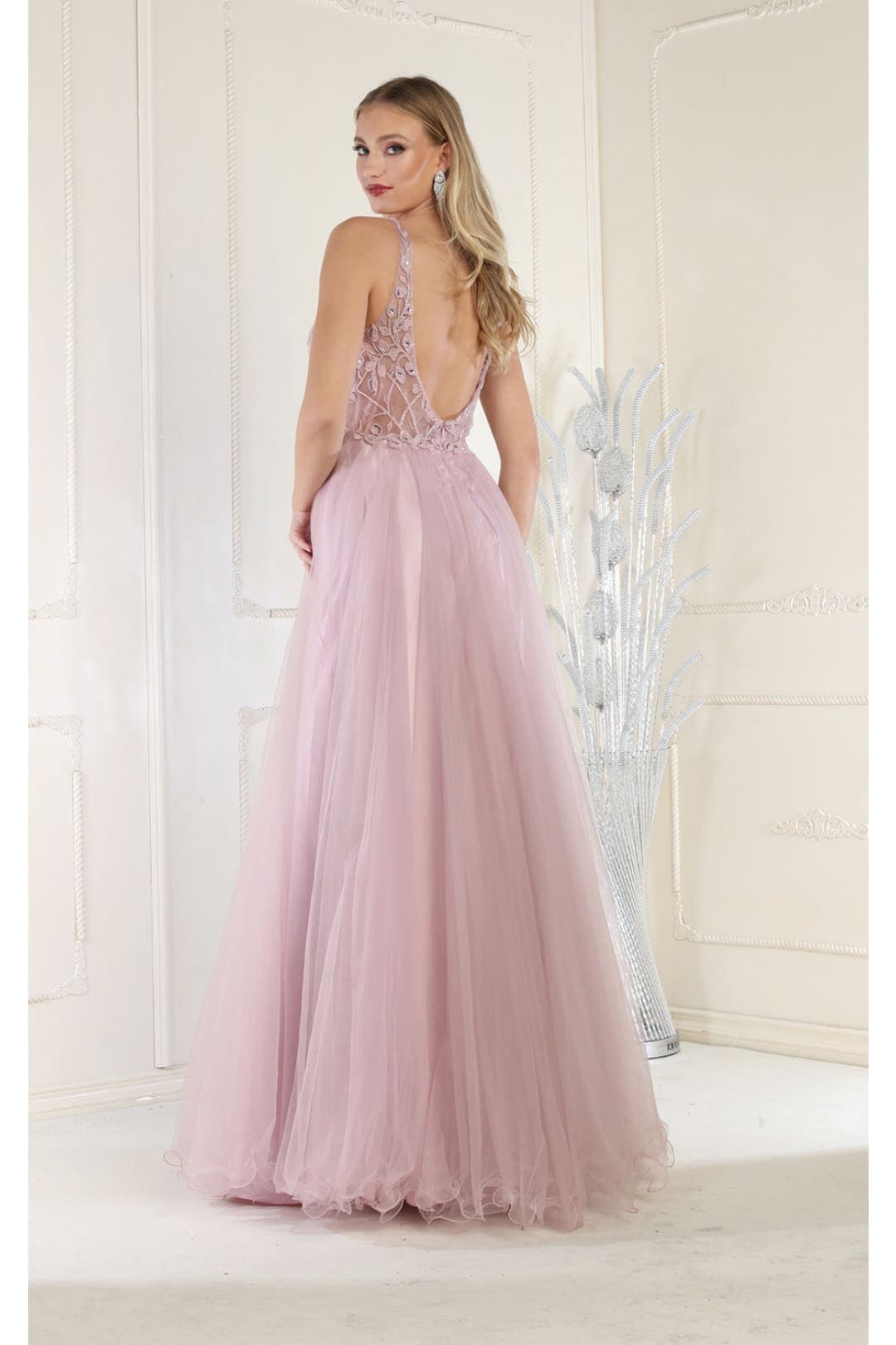 May Queen MQ1971 Embroidered A-line Prom Gown