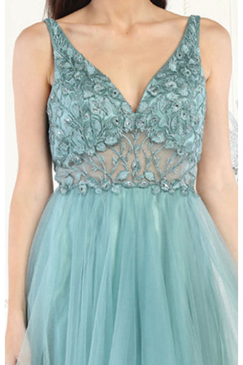 May Queen MQ1971 Embroidered A-line Prom Gown