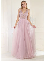 May Queen MQ1971 Embroidered A-line Prom Dress