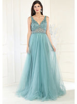 May Queen MQ1971 Embroidered A-line Prom Dress