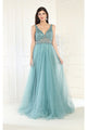 May Queen MQ1971 Embroidered A-line Prom Gown - SAGE / 2