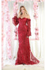 May Queen MQ1973 Bishop Sleeve Glitter Gown