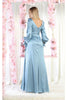 May Queen MQ1974 Long Sleeve Satin Evening Dress