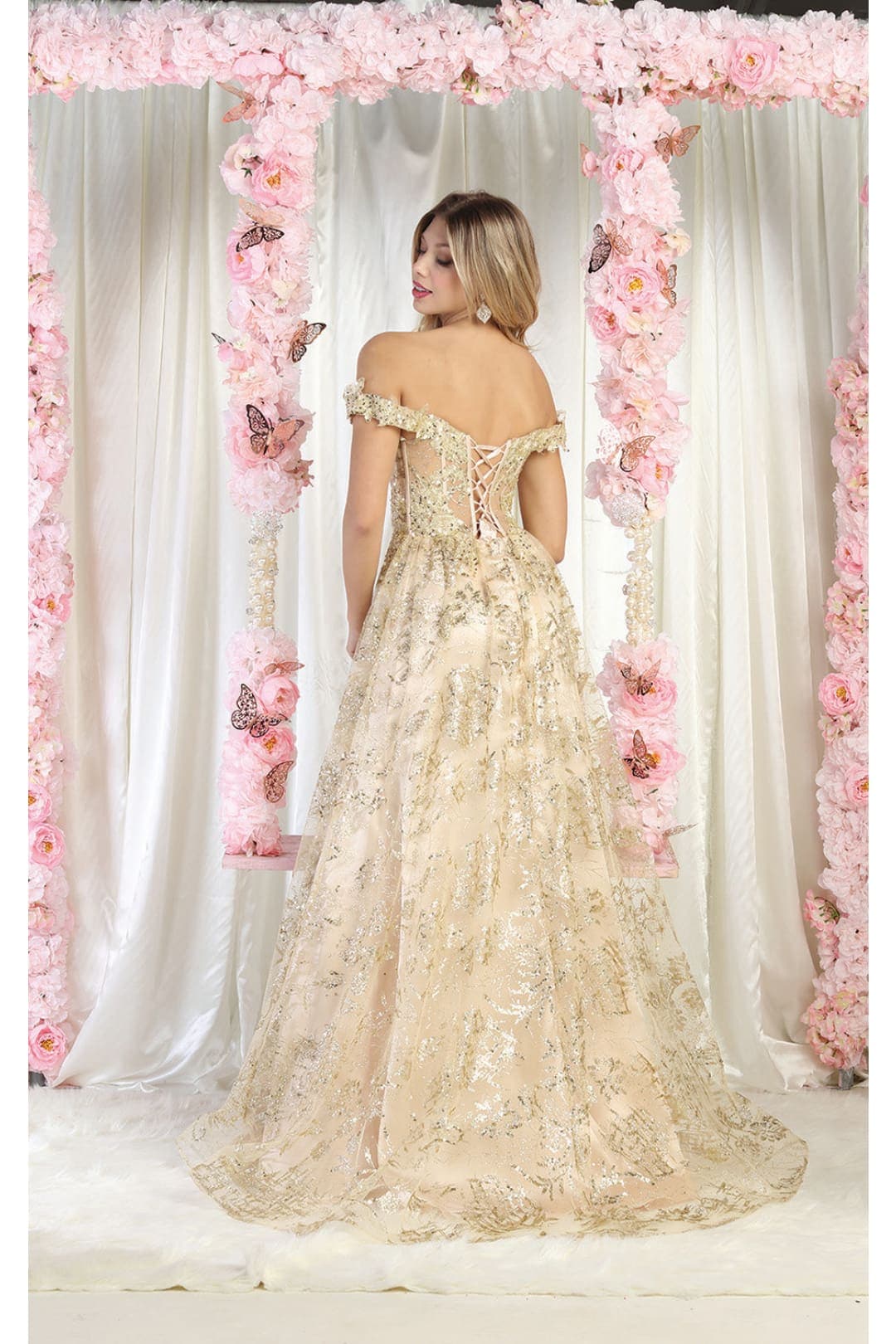 May Queen MQ1975 High Slit Special Occasion Glitter Gown