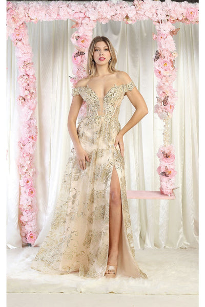 May Queen MQ1975 High Slit Special Occasion Glitter Gown