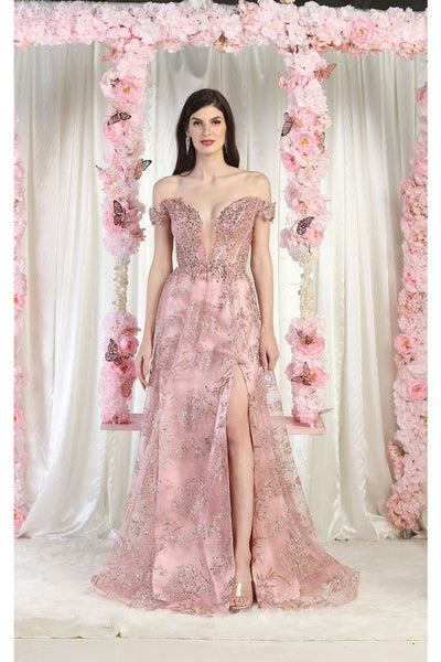 May Queen MQ1975 High Slit Special Occasion Glitter Gown