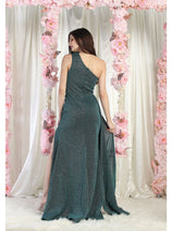 May Queen MQ1976 One Shoulder Prom Gown with Side Cape