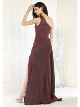 May Queen MQ1976 One Shoulder Prom Gown with Side Cape