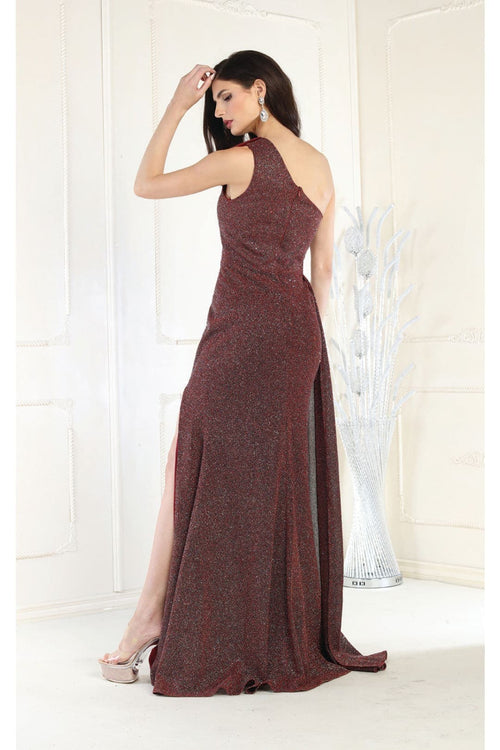 May Queen MQ1976 Side Cape Prom Gown