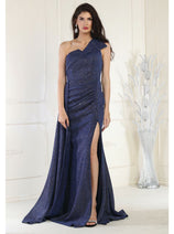 May Queen MQ1976 One Shoulder Prom Gown with Side Cape