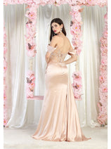 May Queen MQ1977 Sheer Bodice Red Carpet Gown