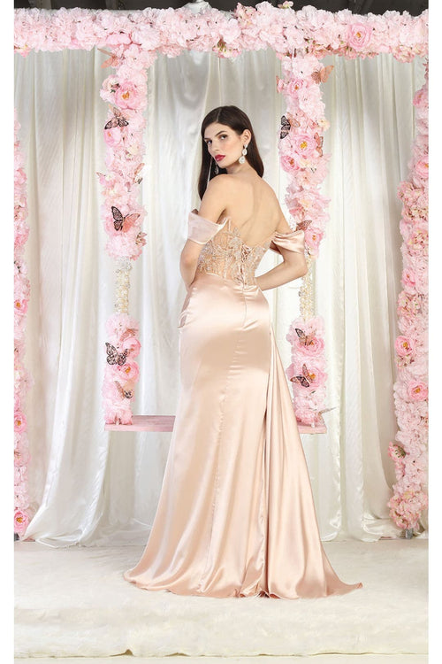 May Queen MQ1977 Sheer Bodcie Red Carpet Gown - Dress