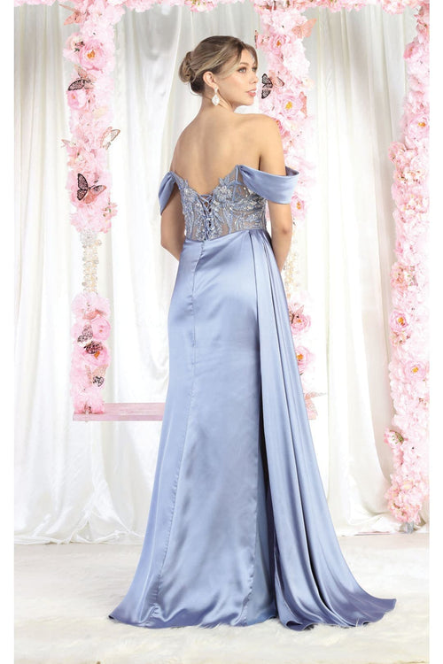 May Queen MQ1977 Sheer Bodcie Red Carpet Gown - Dress