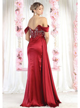 May Queen MQ1977 Sheer Bodice Red Carpet Gown