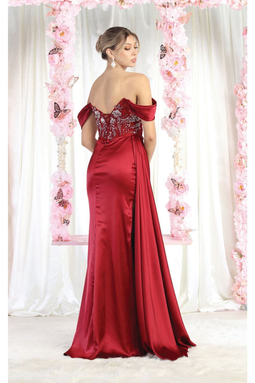May Queen MQ1977 Sheer Bodcie Red Carpet Gown - Dress