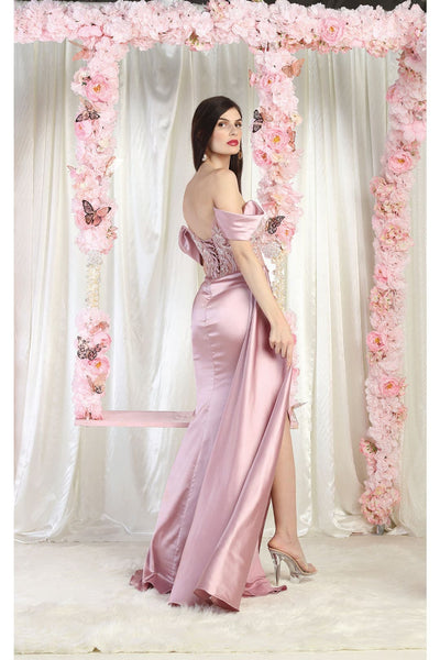 May Queen MQ1977 Sheer Bodcie Red Carpet Gown - Dress
