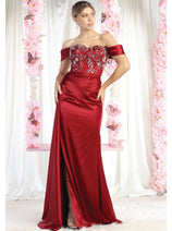 May Queen MQ1977 Sheer Bodice Red Carpet Gown