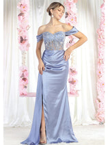 May Queen MQ1977 Sheer Bodice Red Carpet Gown