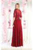 May Queen MQ1980 Boat Neck Embroidery Mother Of The Bride Dress