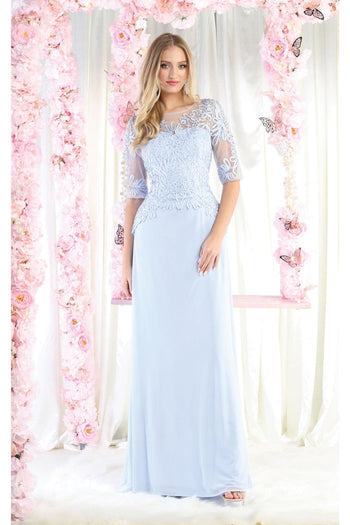 May Queen MQ1980 Boat Neck Embroidery Mother Of The Bride Dress