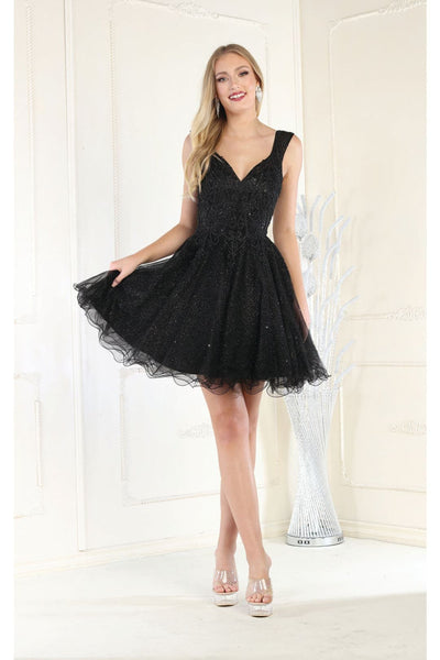 May Queen MQ1984 Embellished Graduation Dress - BLACK / 4