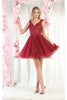 May Queen MQ1984 Embellished Graduation Dress - BURGUNDY / 4