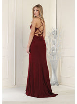 May Queen MQ1987 Criss Cross Open Back Prom Dress