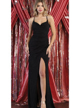 May Queen MQ1987 Criss Cross Open Back Prom Dress